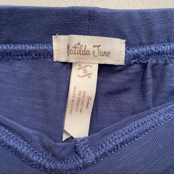 Girl’s Matilda Jane Scenic Hike Blue Ruffle Cropped Pants - Picture 4 of 6